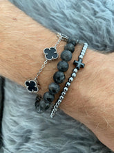 Lade das Bild in den Galerie-Viewer, Herrenarmband Feuerachat Onyx Silber Lilie